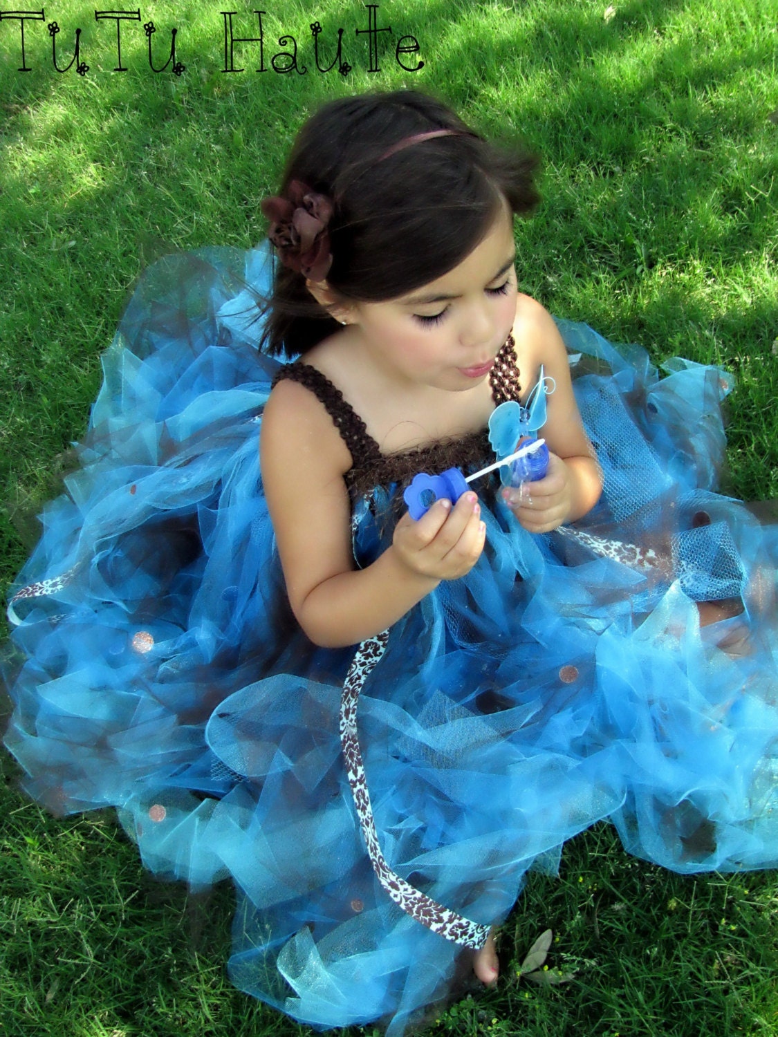 Turquoise and Brown Butterfly Detail Tutu Dress 5500 Tulle colors shown