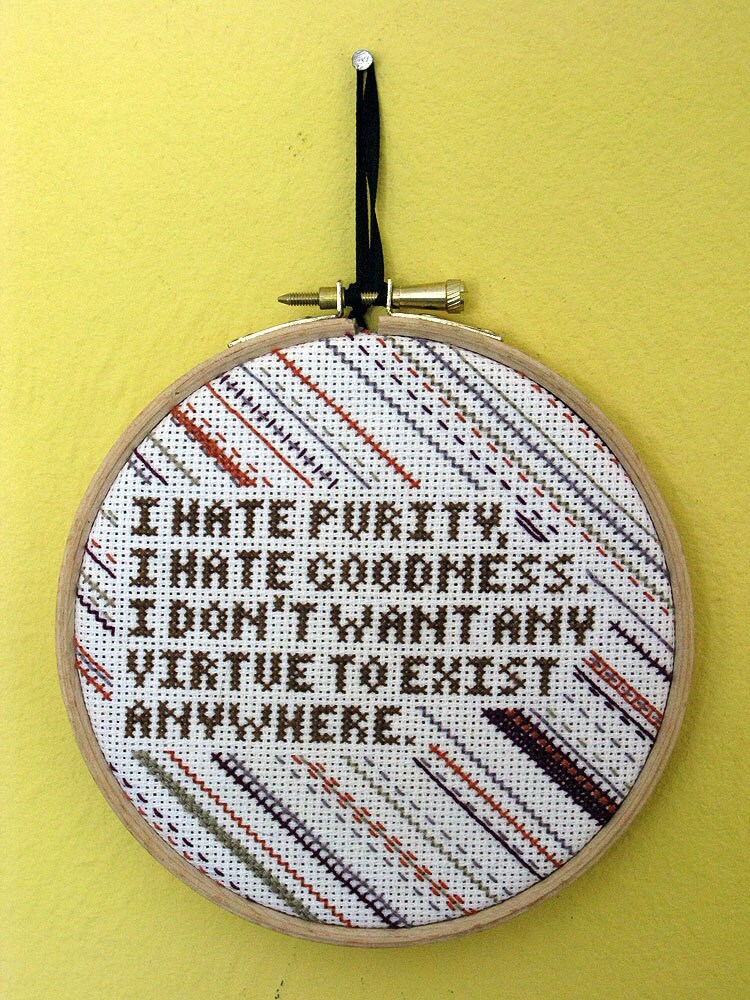 I hate purity, I hate goodness - 1984 George Orwell cross stitch