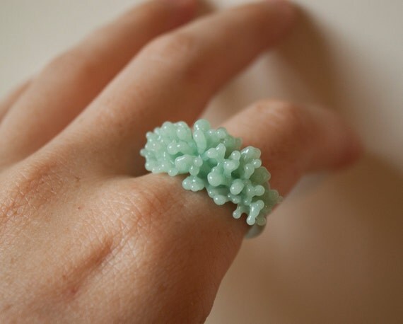 Glass Cluster Ring - Mint