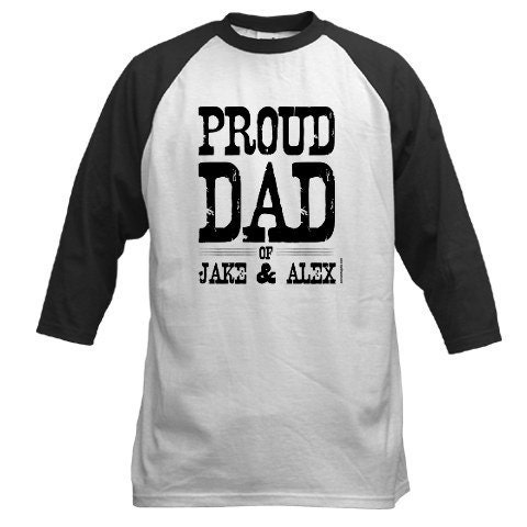 Proud Dad Of... Personalized With Any Names - Black and White Cotton Baseball Jersey - FREE SHIPPING COUPON Father's Day Sale