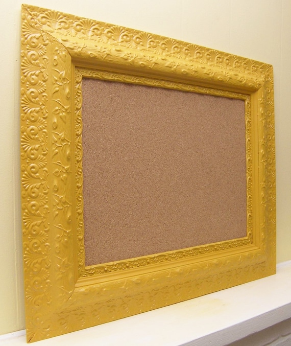 Vintage Cottace Chic LARGE Mustard Yellow Gesso Wood Cork Board By Funky Junk Company On Etsy