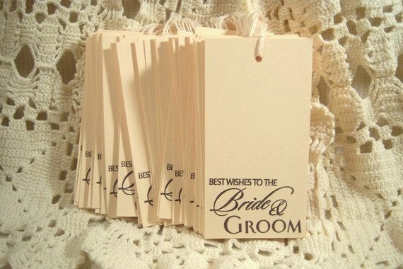 Set of 50 Wedding Best Wishes to the Bride and Groom Stamped Hang tags