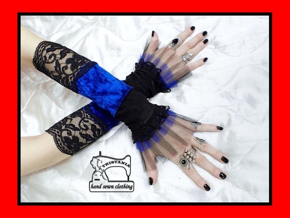 gothic cyber goth gloves arm warmers fingerless cuff harajuku queen of darkness lolita victorian steampunk corset style 0095