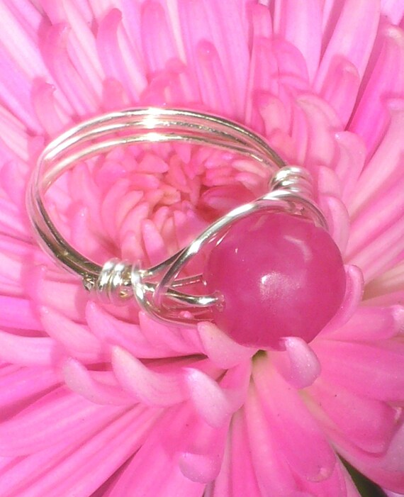 Tutti Fruiti Pink Wire Wrapped Ring
