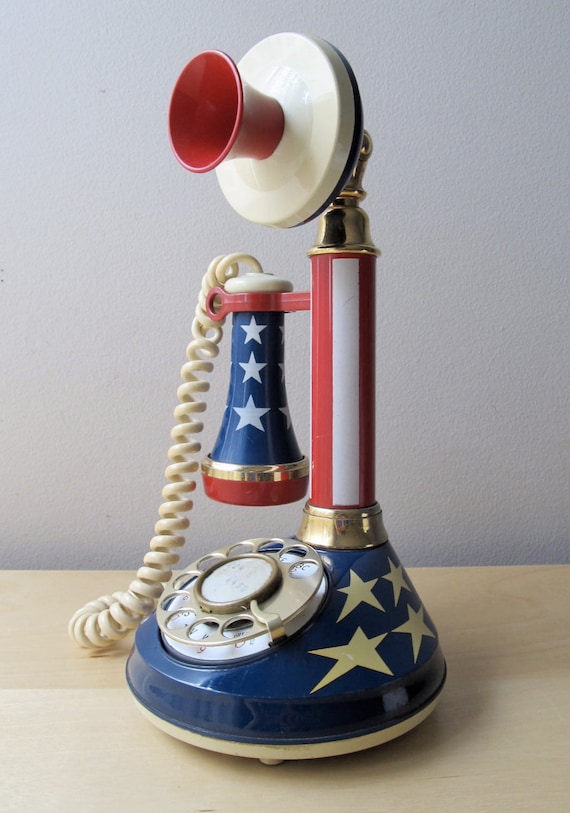 stars and stripes candlestick rotary telephone