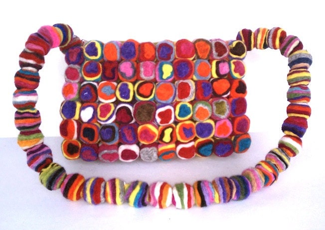 Swirly Pop Felt Bag by YUMMI Unique beautiful fun colorful clutch purseTagt Tag Team