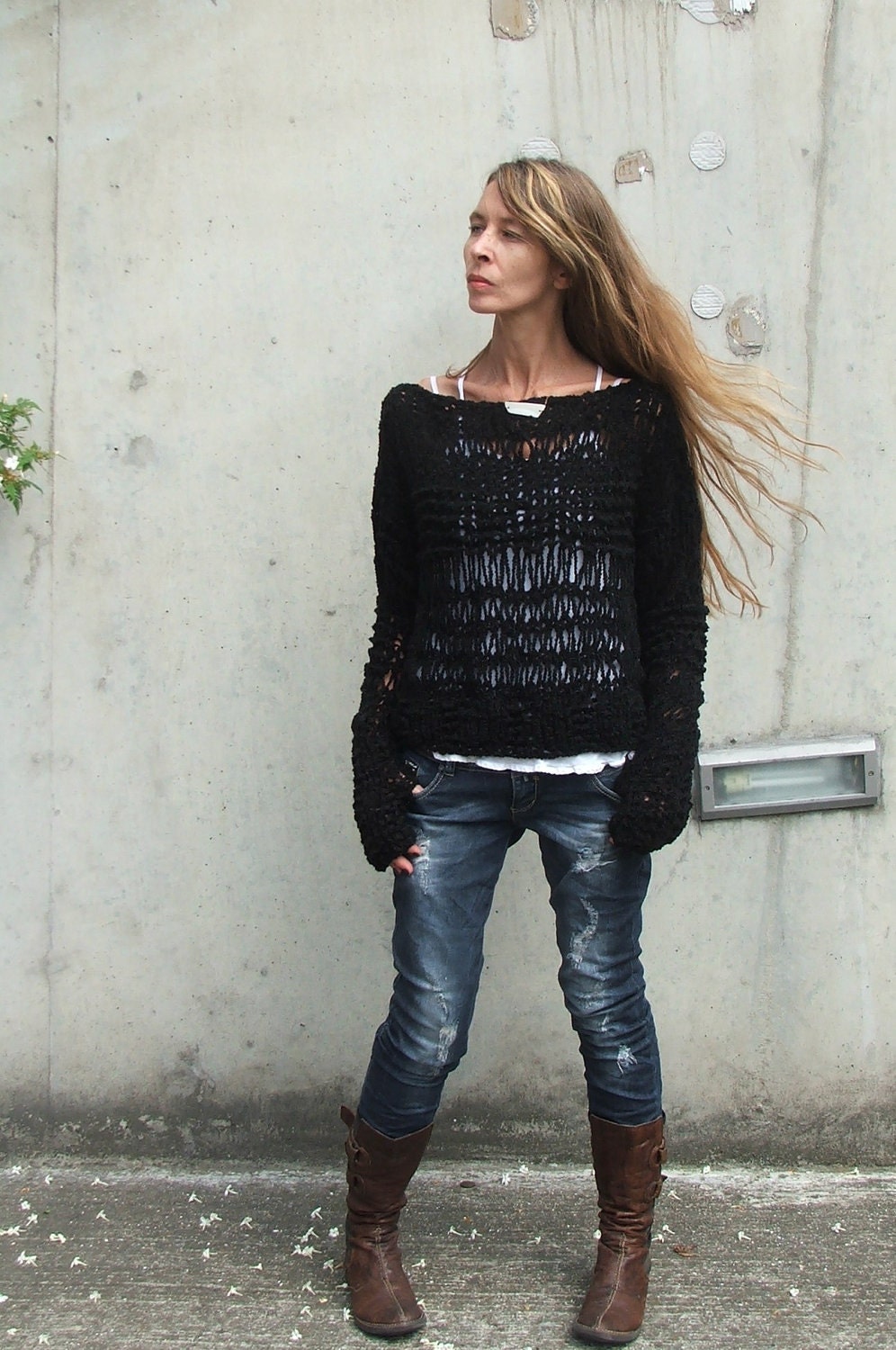 Black oversized grunge sweater