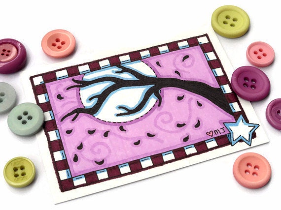 Mini Original Art Card Lavender Moon ACEO