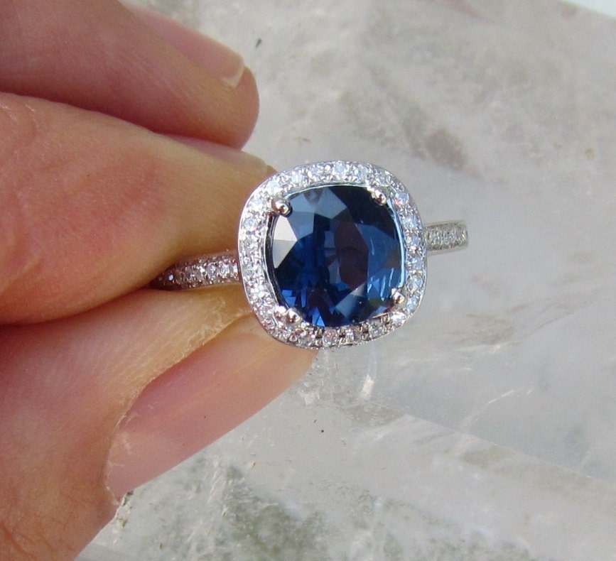 Blue Sapphire 14k Gold and Diamond Ring