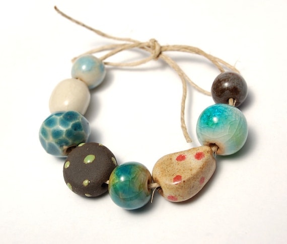 RESERVED for the lovely fancifuldevices / Ocean Gems / Ceramic Beads