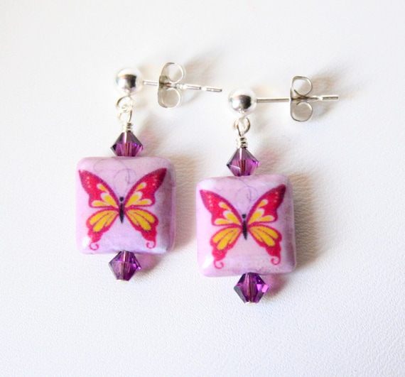 Purple Mariposa Petite Eco Earrings