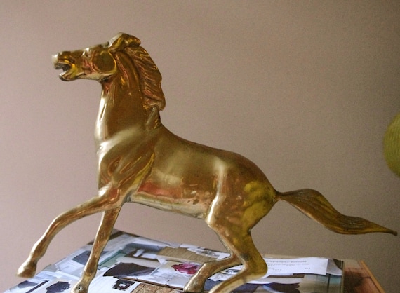LARGE Antique Brass Horse Figurine