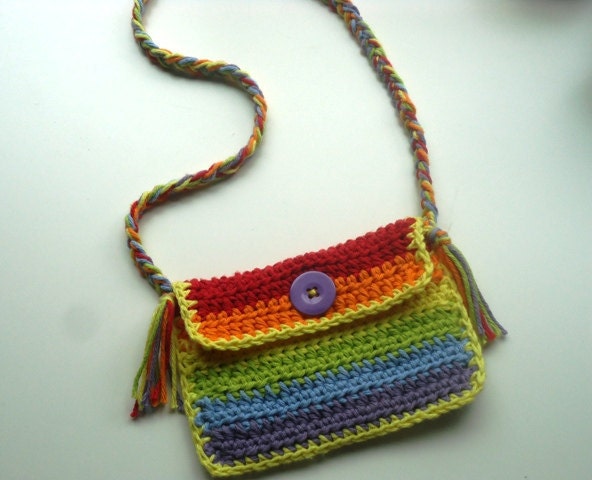 Crochet purse mini rainbow colors