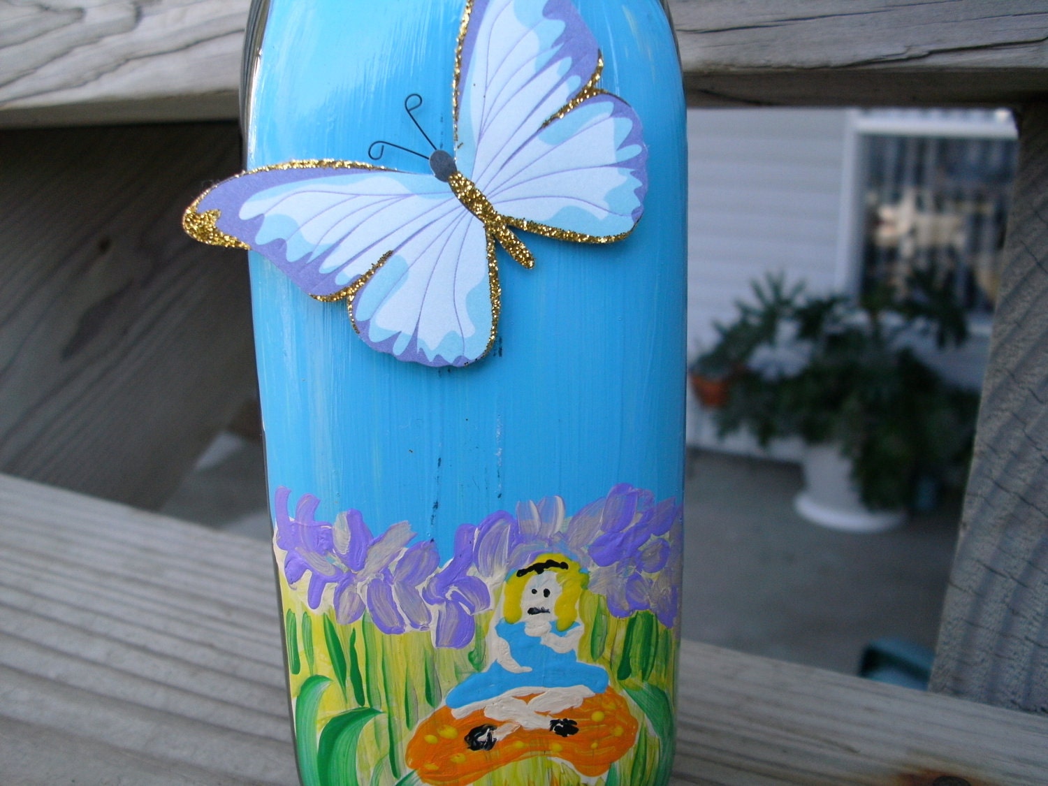 Alice in Wonderland Decorative Glass Bottle