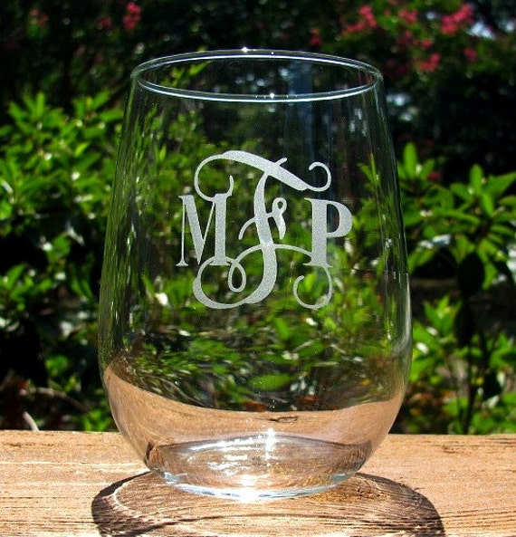 Stemless Monogrammed Wine Glasses by Marked Design