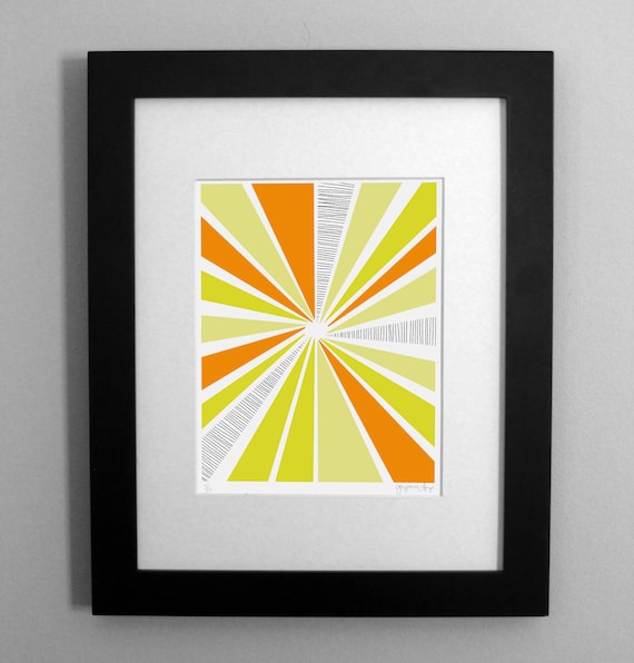 Orange and Yellow Sunburst Art Print - 8 x 10