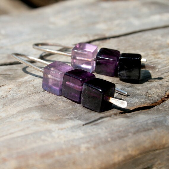 Grape Candy Earrings with Purple Fluorite and Sterling Silver