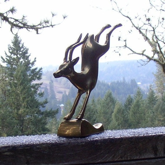 Vintage Leaping Brass Deer