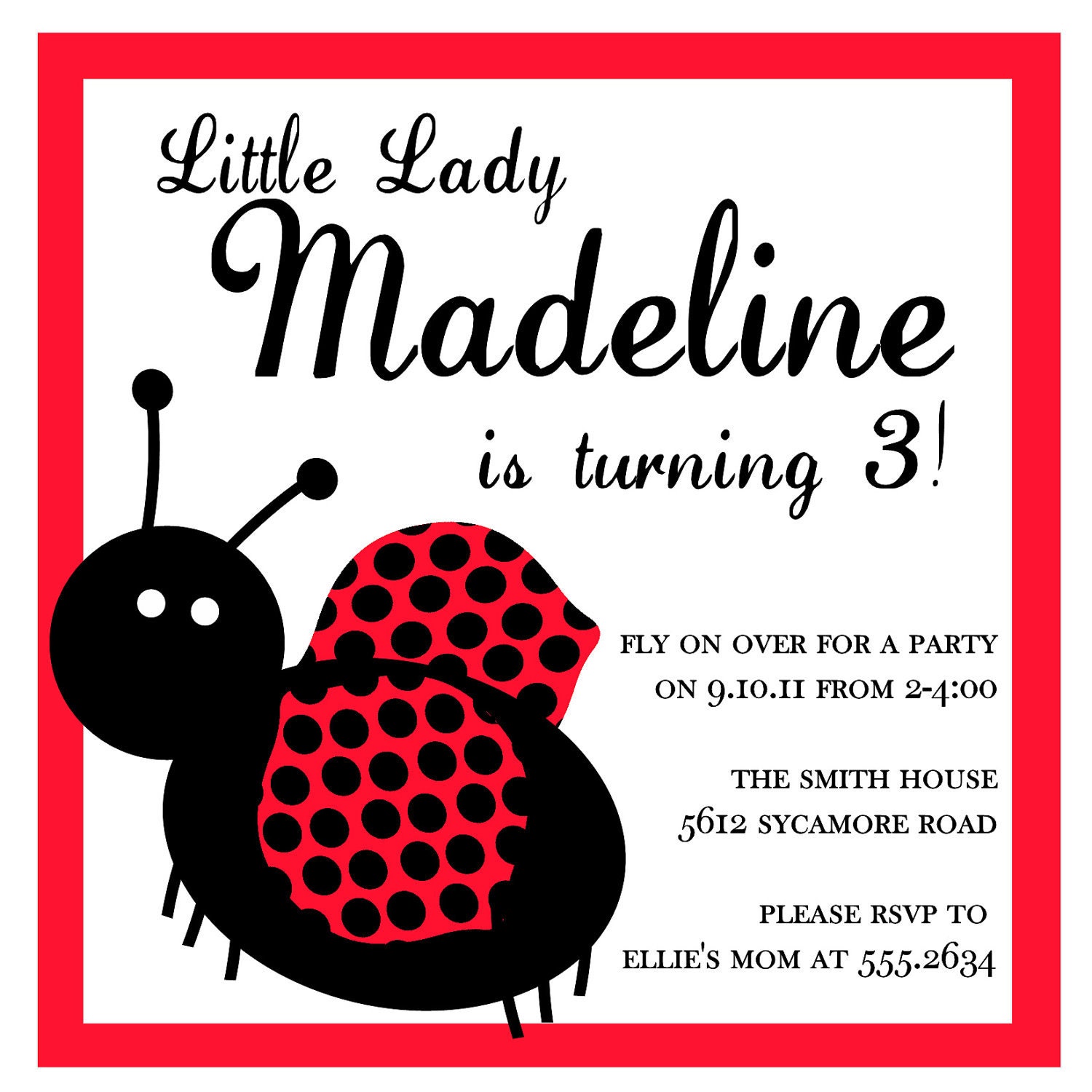 Little Lady bug Invitation
