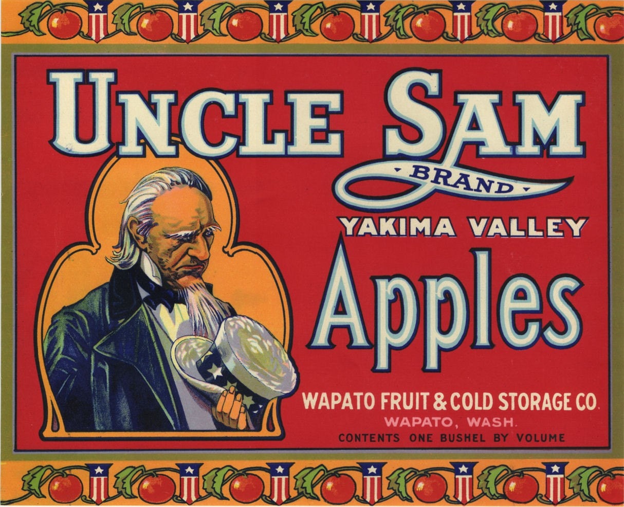 Uncle Sam Yakima Apple crate label