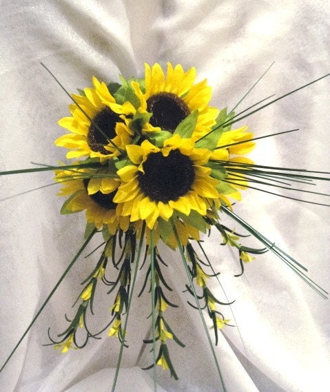 brown damask sunflower wedding