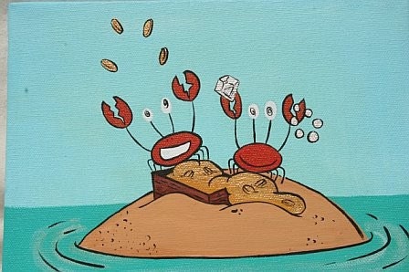 Treasure Hungry Crab Painting