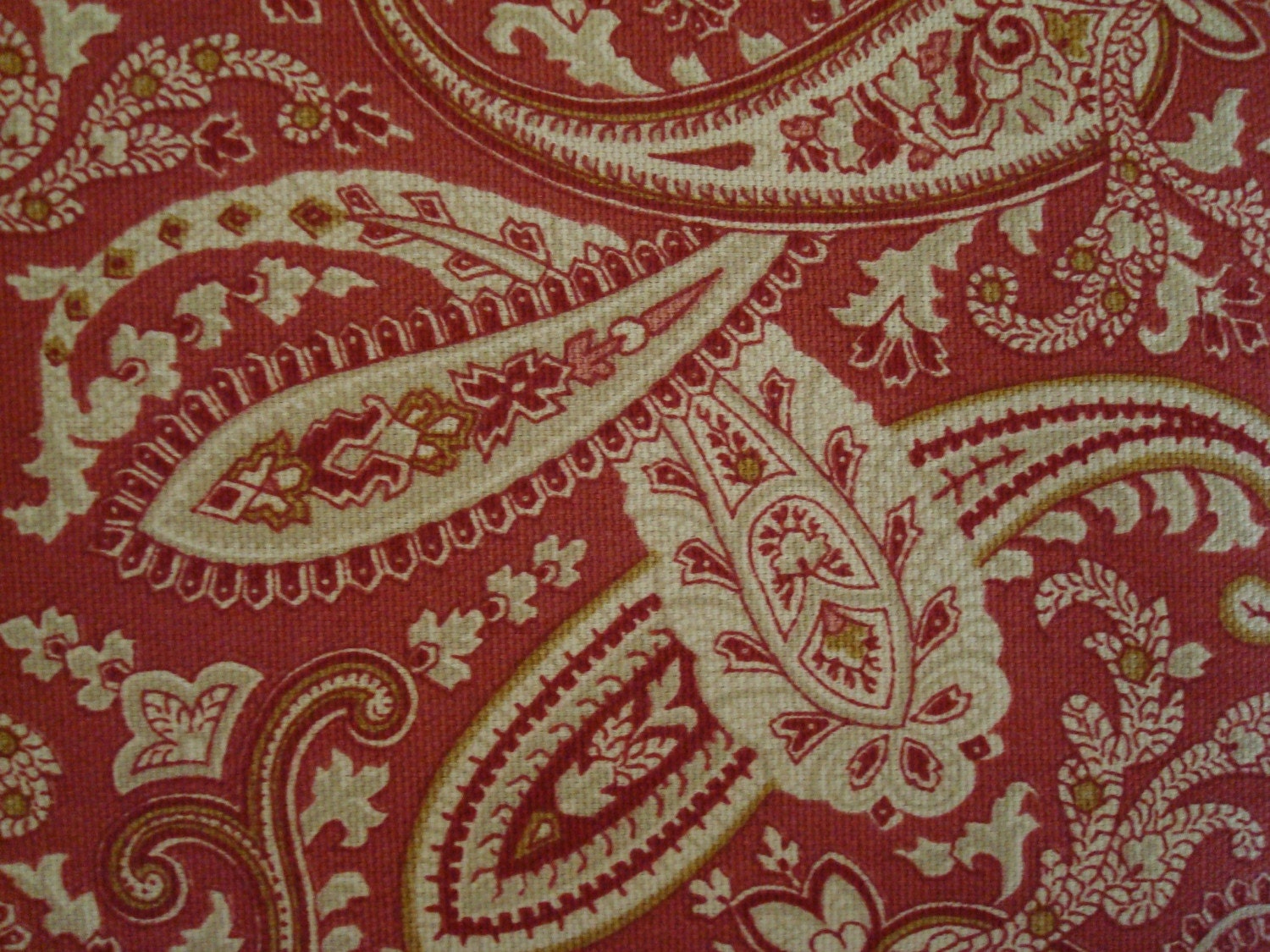 Cotton Upholstery Fabric, Paisley Deep Rose Pink Fabric, 2 Yards