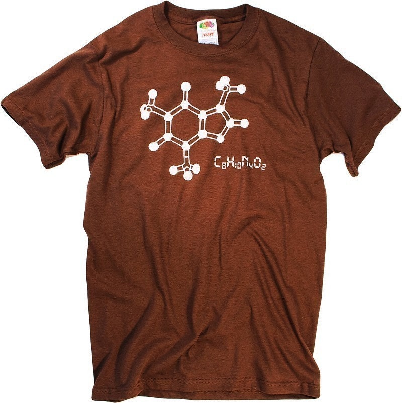 Caffeine Molecule T-shirt Science Illustration Coffee Addict Shirt (S,M,L,XL,XXL AVAILABLE)