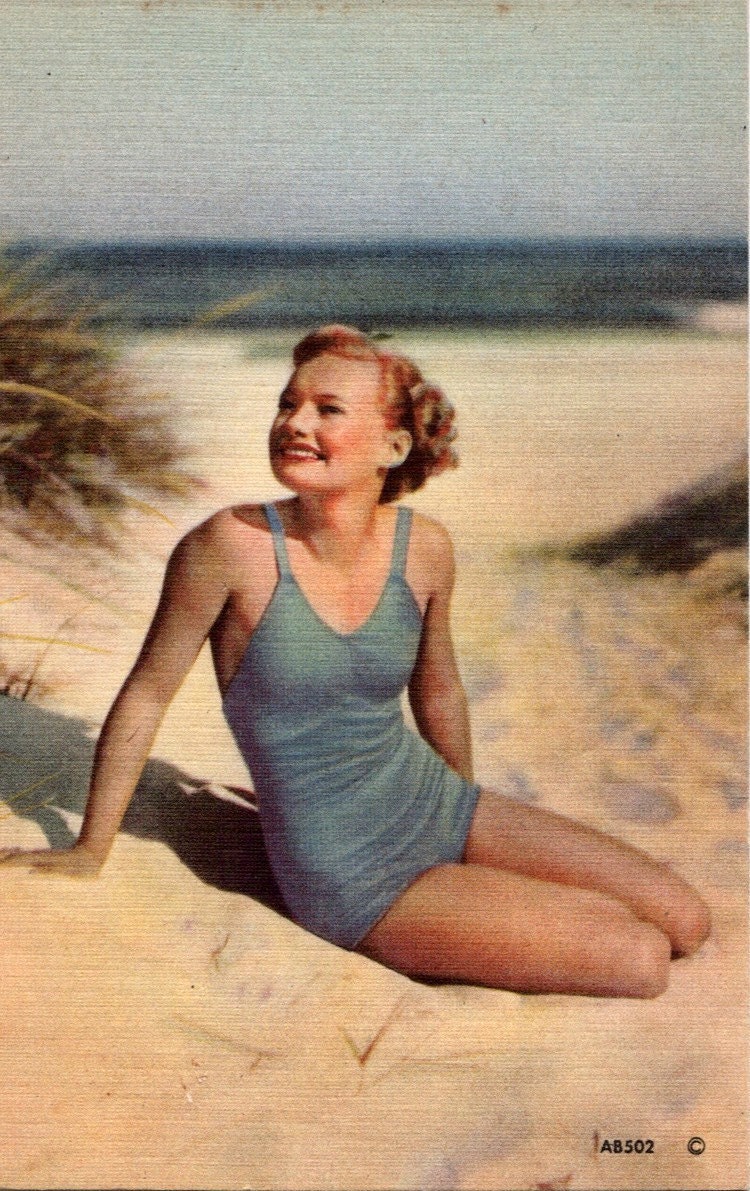 Vintage 1950s Postcard - Bathing Beauty (Unused)