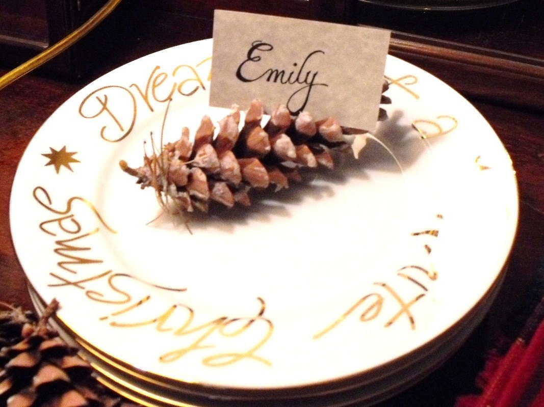 CUSTOM ORDER RESERVED FOR ALICEJOLLY - Eco-Friendly Pine Cone Place Card Holders and Place Cards (Set of 60)