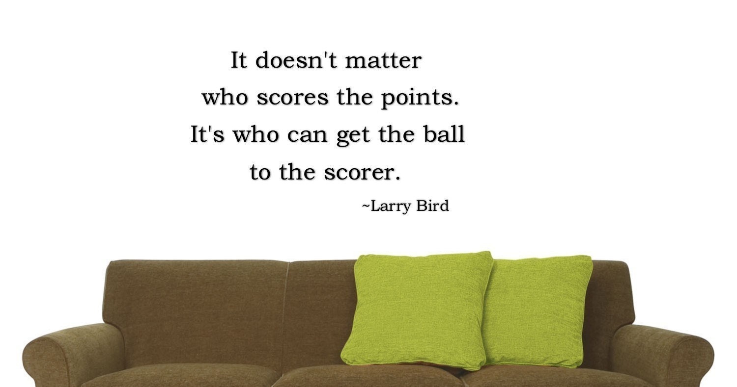 DOESNT MATTER WHO SCORES THE POINTS Motivational Vinyl Wall Art Word Lettering Decal Sports Quotes Larry Bird