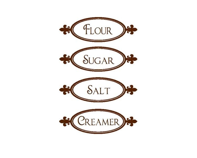 CUSTOMIZED Vinyl Sticker Fleur LABELS for Kitchen, Bath, Tubs, or ANY Organizatoinal Project