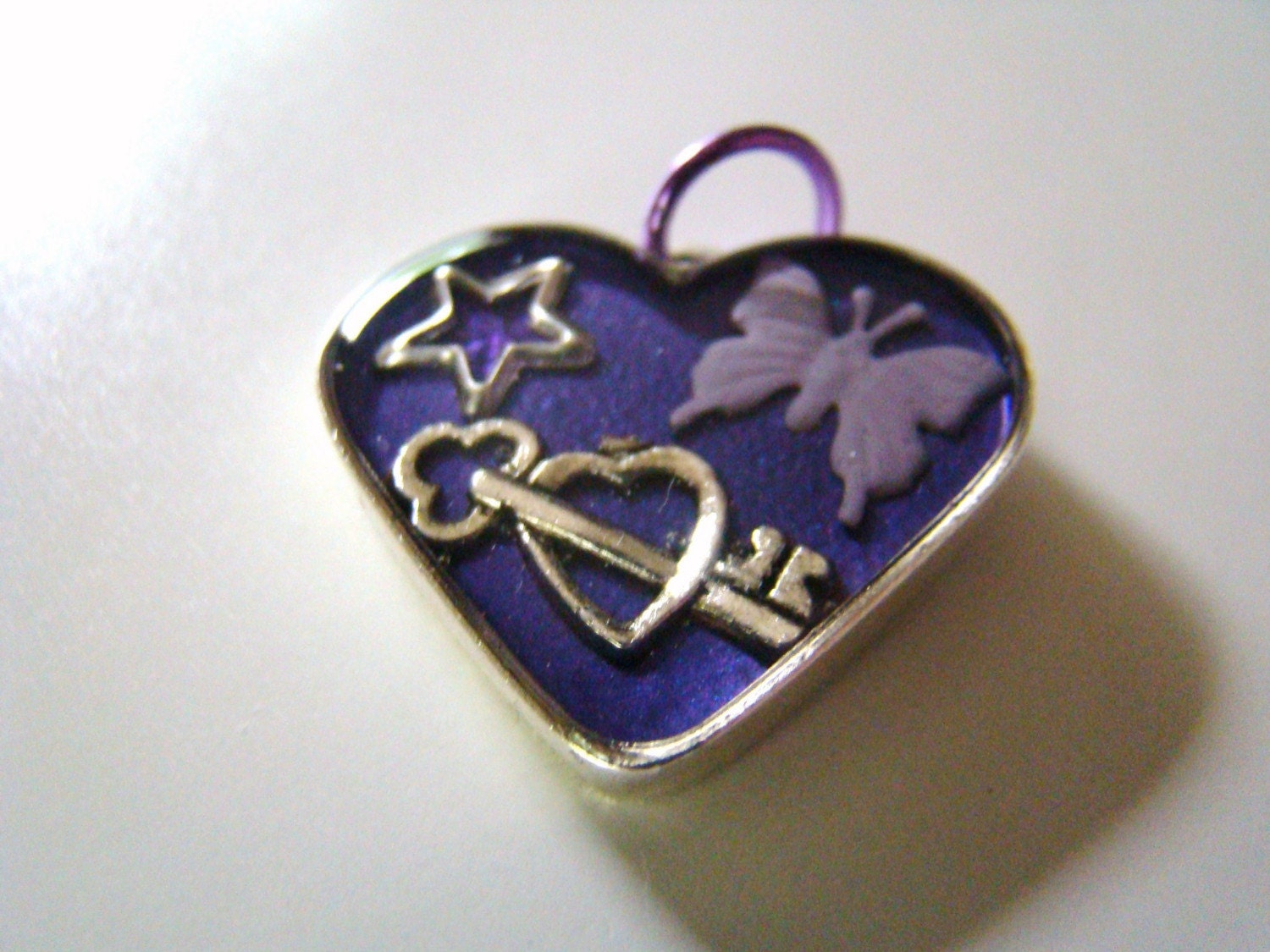 Heart Shaped Purple Butterfly Pendant
