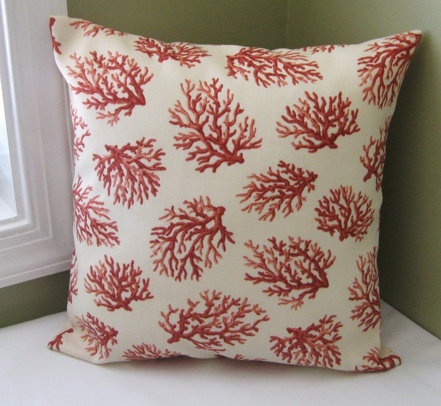 Waverly Coral Trellis Pillow Cover 14x14