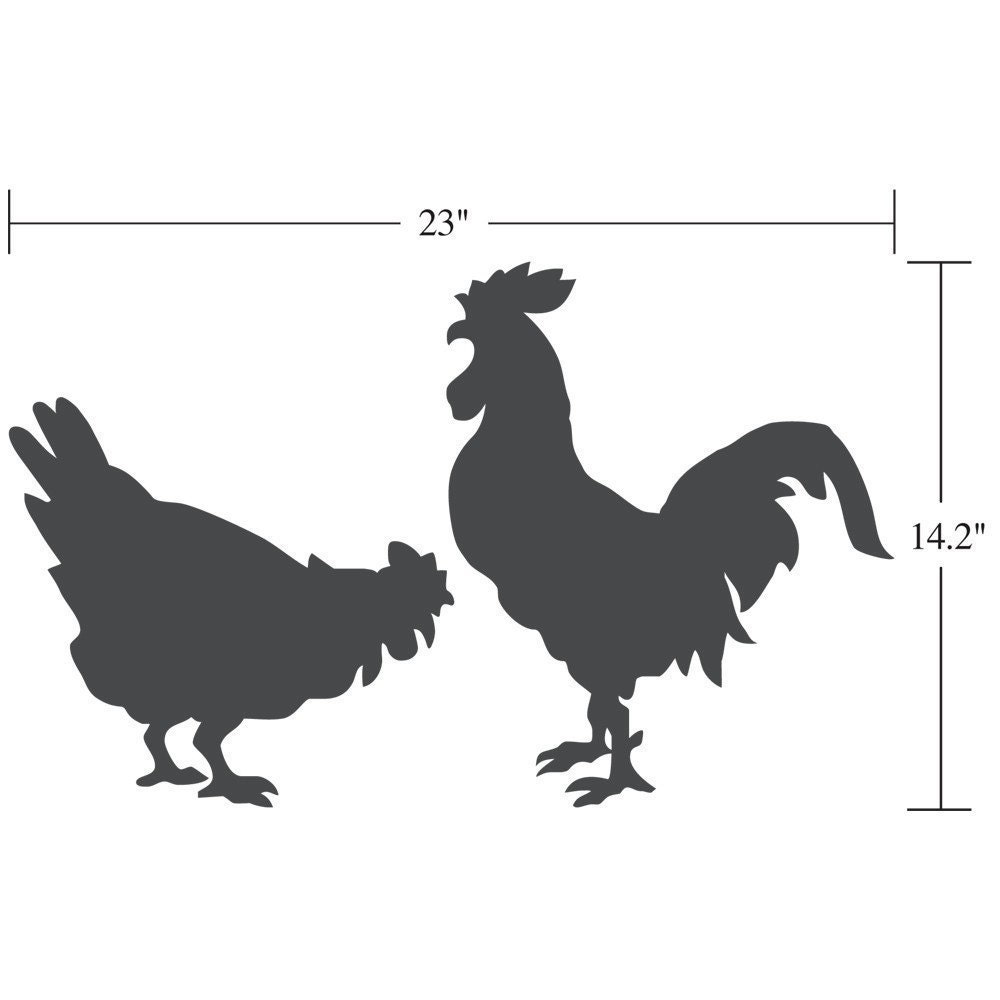 Rooster and Chicken Vinyl Wall Art Decal