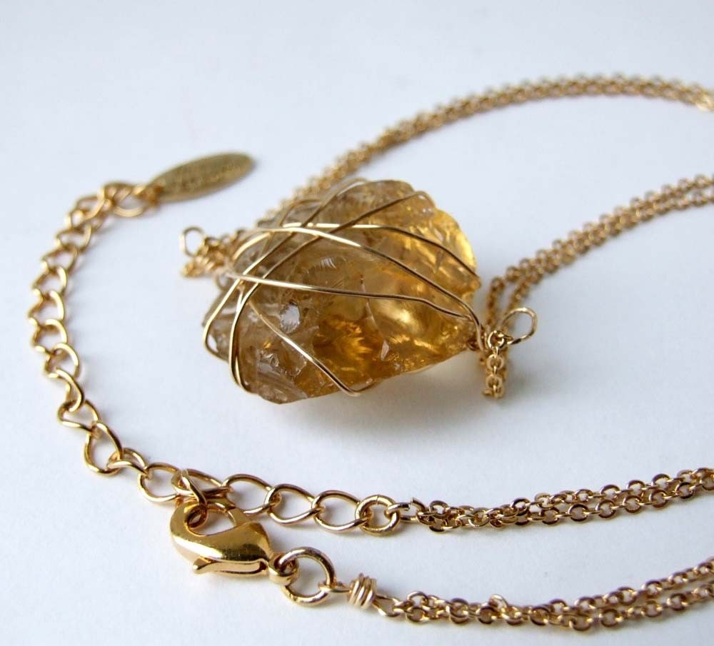 Crush - one of a kind smoky topaz rough nugget wrapped in gold filled wire