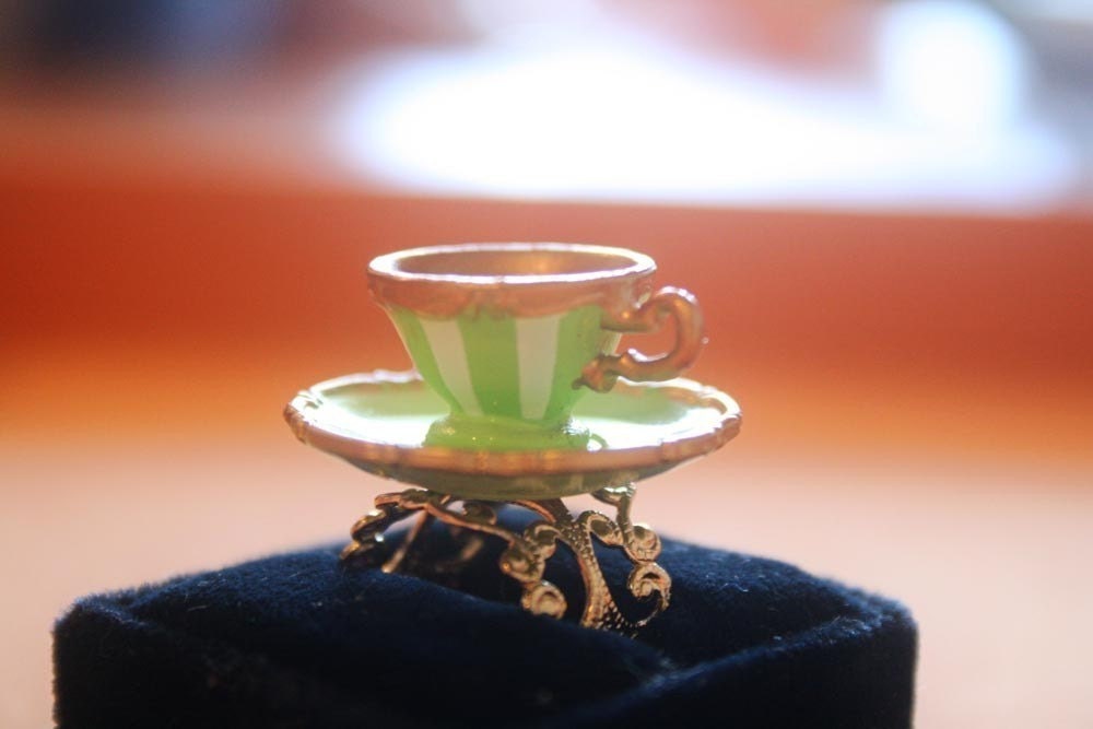 Alice in wonderland teacup ring