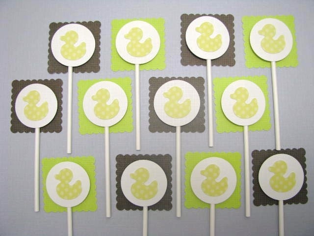 Duckie Baby Shower Cupcake Toppers Set of 12