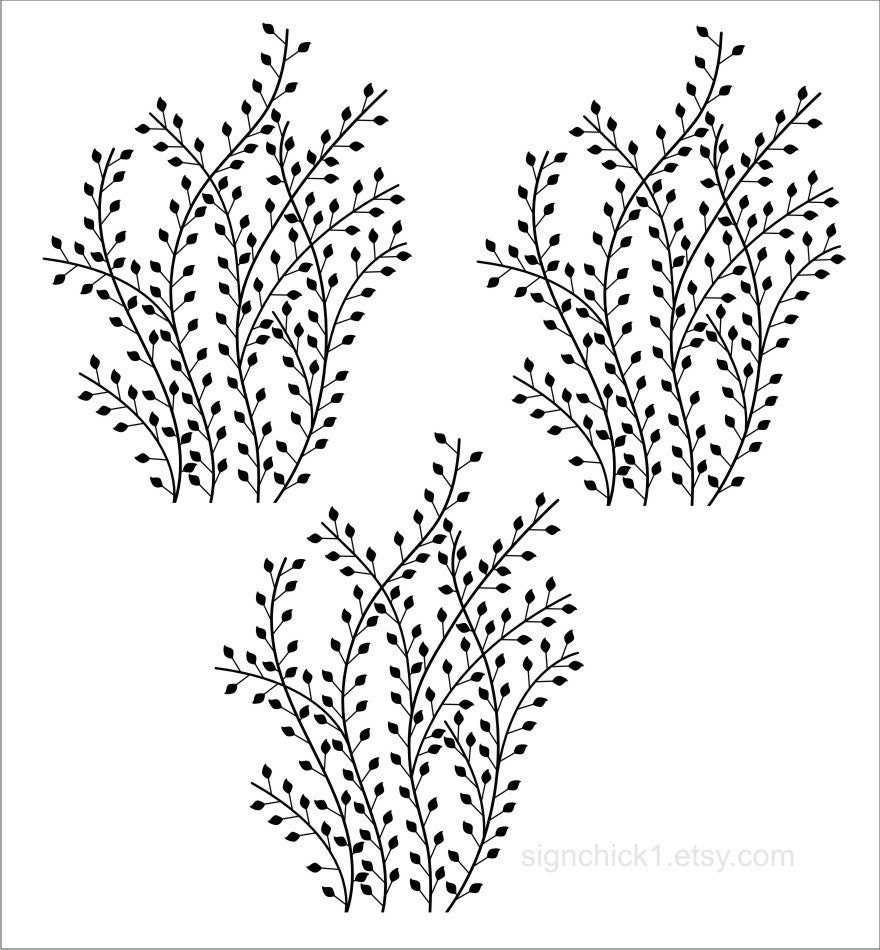Grass with leaves wall decal Set of 3 matte finsh wall decals