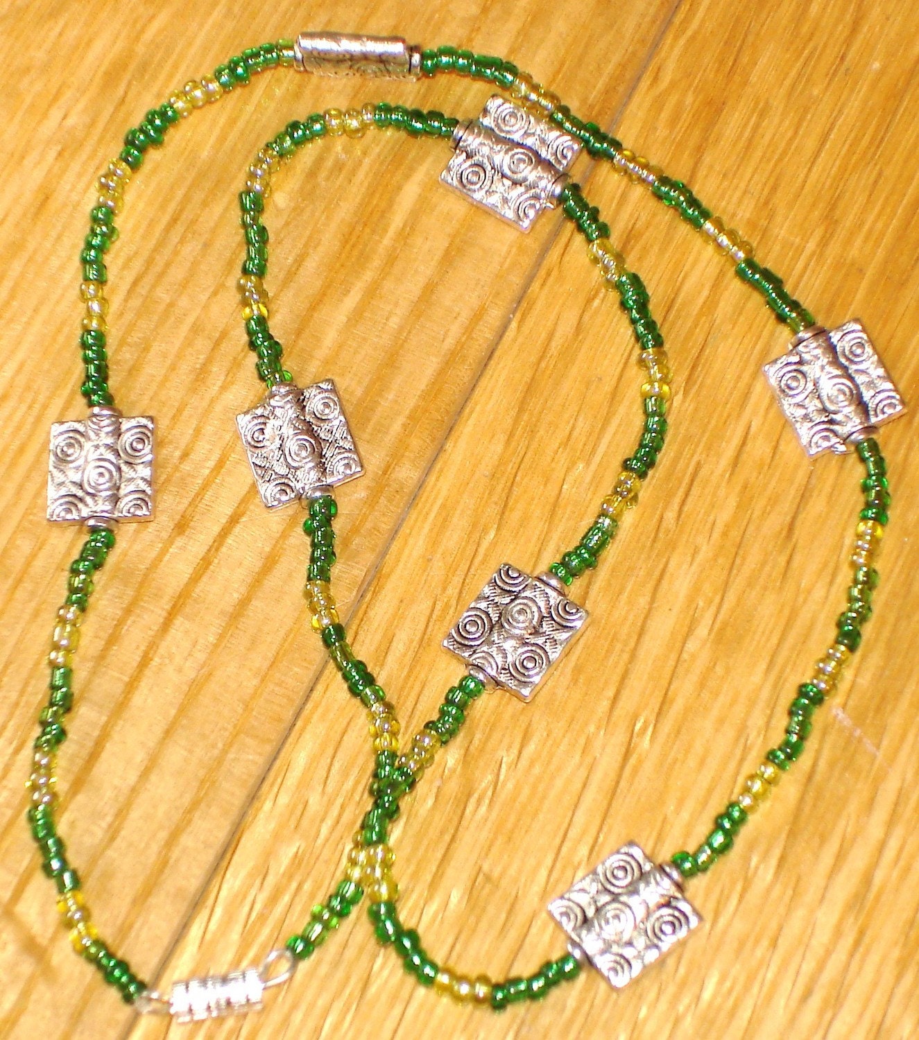 Green and silver necklace