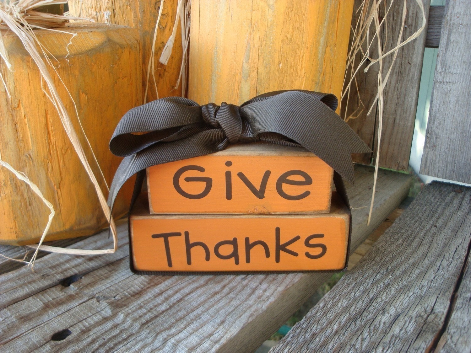 Give Thanks . . . Itty Bitty Wood Block Set . . . great decor for you or a great hostess gift, birthday gift or just because