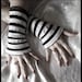 Wake the White Queen Arm Warmers Wristlets in Black with White Ruffled Stripes for Gothic, Belly Dance, Dark Fusion, Tribal, Steampunk, Noir, Vampire, Lolita, ATS Styles