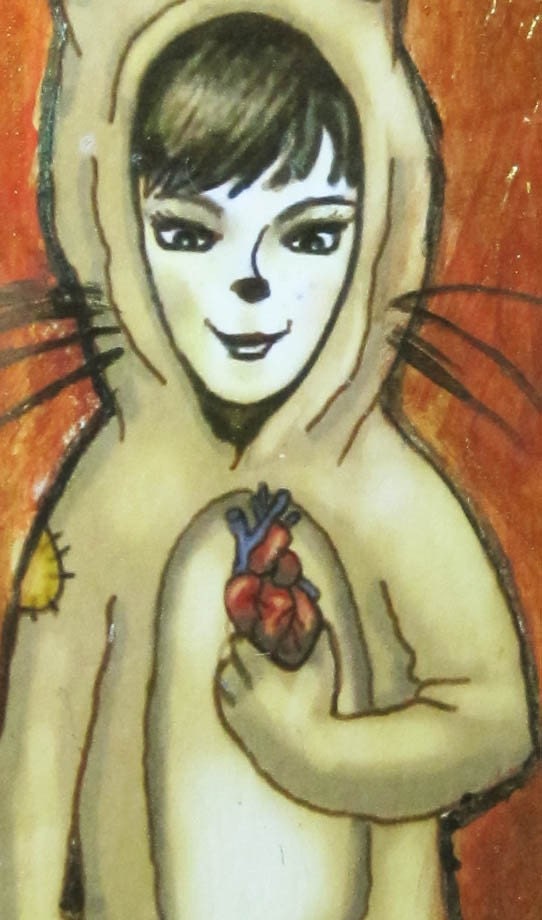 Girl In A Cat Costume Original Painting Ornament