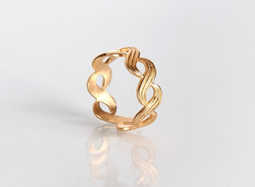 Wide Golden Braid Ring