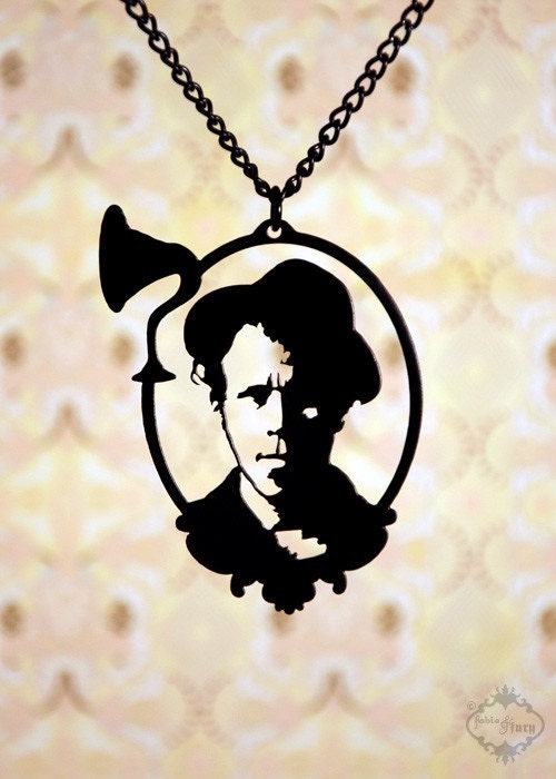 Tom Waits cameo necklace in black stainless steel - Rock and Roll Hall of Fame 2011