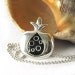 Silver necklace pendant -Pomegranate - Black