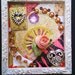 HEART BEAT  - Tiny Collage Mixed Media OOAK Framed Signed with Pearly Beads Silver Heart Charms Satin Flower Pink & Black Zebra Ribbon and With Love Sticker