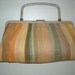 SALE Mod Madras Earthtone Stripe Print Fabric Vintage 1960's Garay Purse Handbag