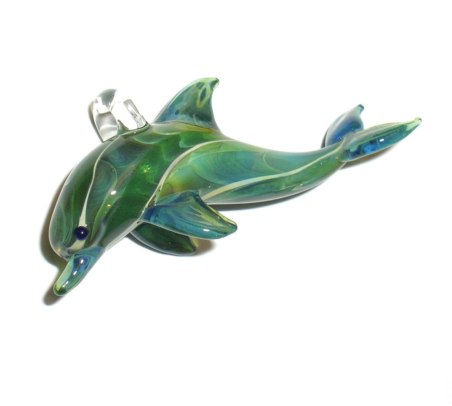 Lampwork Boro Glass Flat Pendant - Focal Bead - Dolphin