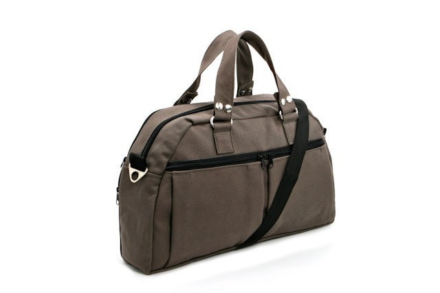 Grey Canvas Padded Laptop - Messenger -  Backpack - Overnight Bag - Neo